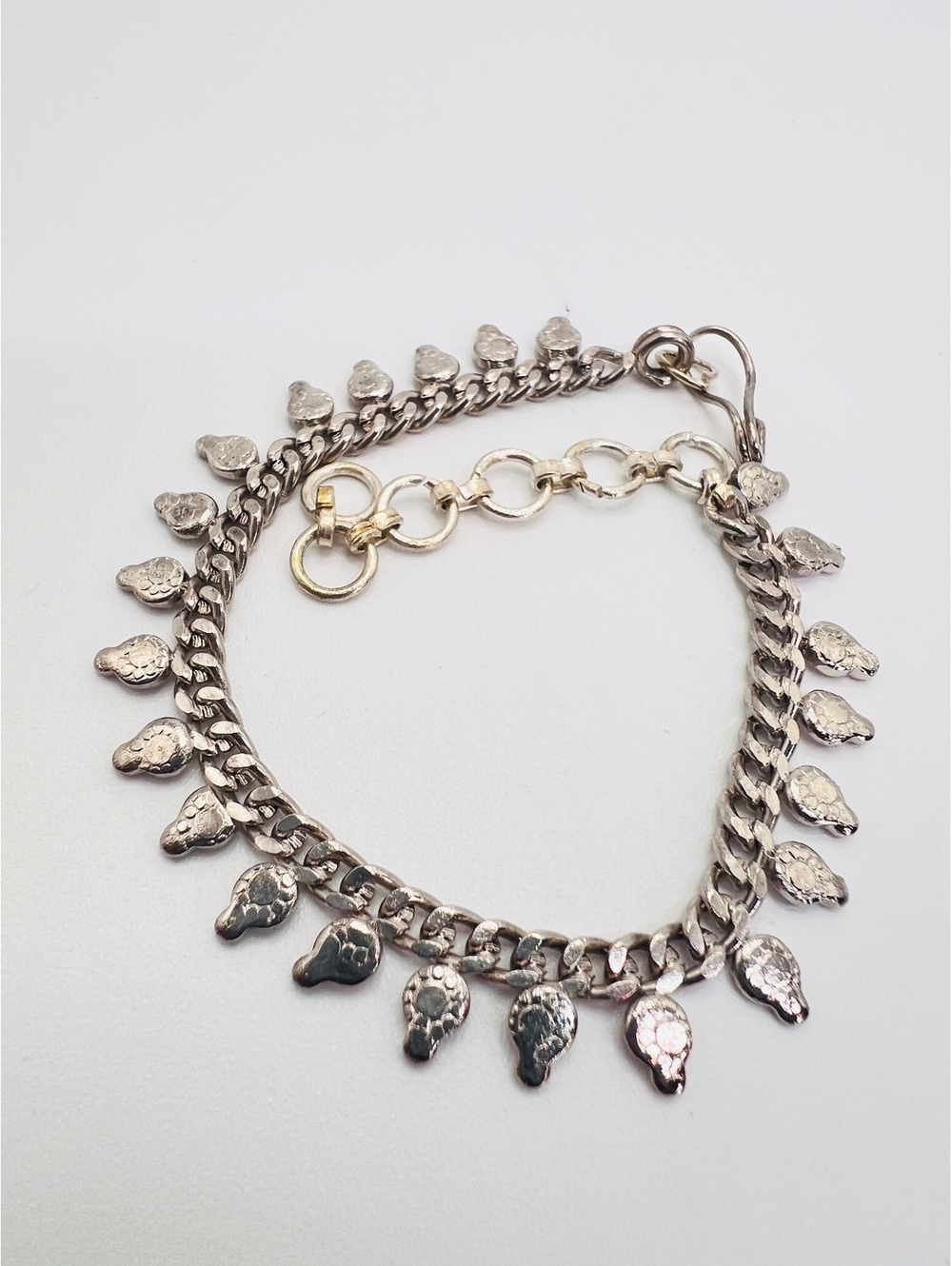 Vintage Sterling Silver Fringe Dangle Bracelet Teardrop Charms 7” 6.8g